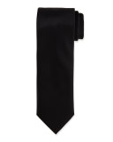 Solid Silk Satin Tie, Black