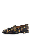 Sagan Studded Leather Loafer, Black