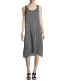 Firefly Printed Crinkle Silk Dress, Black, Petite
