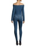 Lucienne Off-the-Shoulder Denim Jumpsuit, Raid