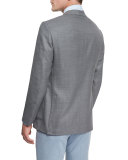 Milano Textured Solid Two-Button Blazer, Gray