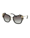 Gradient Embellished Square Sunglasses