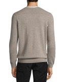Cashmere Long-Sleeve V-Neck Sweater, Heather Maple