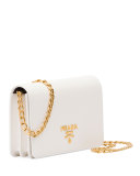 Saffiano Lux Crossbody Bag, White (Bianco)