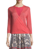 4-Way Linen-Blend Cardigan, Spiced Rose, Petite