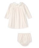 Velour Lace-Trim Dress w/ Bloomers, Pink, Size 3-24 Months