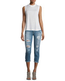 Billie Distressed Cropped Jeans, Bijou