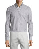Abstract-Print Sport Shirt, Gray Pattern