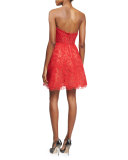 Strapless Lace Party Dress, Red