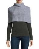 Ribbed Cashmere Shrug w/ Detachable Fox Fur Collar