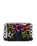 Crocodile Pattern Crossbody Bag, Black/Multi