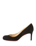 Simple Suede 70mm Red Sole Pump, Black