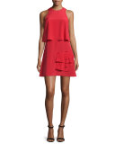 Sophia Sleeveless Silk Popover Dress, Cadmium Red