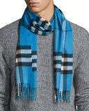 Men's Cashmere Giant Icon Scarf, Cornflower Blue