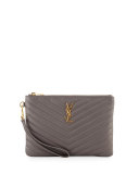 Monogram Matelasse Pouch Wallet, Gray