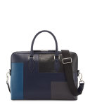 Barrow Slim Patchwork Leather Briefcase, Dark Navy