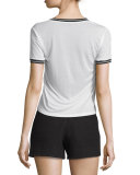 Stevie Tipped Jersey Tee, Blanc