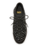 Muse Beaded Lace-Up Sneaker, Black