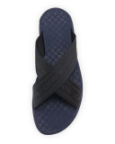 Webbed Crisscross Logo Sandal, Blue