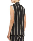 Paillette-Stripe Double-Breasted Vest, Black