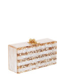 Jean Confetti-Striped Box Clutch Bag, Nude/Sand 