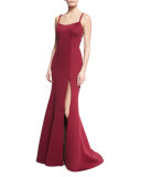 Sleeveless Scuba Mermaid Gown, Dark Red