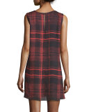 Sleeveless Tied Tartan Plaid Mini Dress, Red