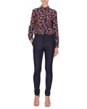 High-Waist Skinny-Leg Denim Jeans, Indigo