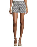 Dael Triangle-Print Shorts, Blue/White