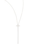 White Gold Elongated Cross Pendant Necklace, 16-18"