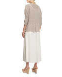 3/4-Sleeve Boxy Linen Melange Top