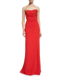 Strapless Sweetheart Gown W/ Lace Detail, Cherry 