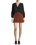 Tilda Corduroy Button-Front Miniskirt