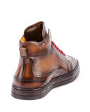 Playtime Leather High-Top Sneaker, Tobacco