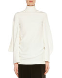 Stand-Collar Batwing Tunic, Chalk