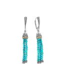Caviar Icon Stone-Tassel Drop Earrings in Turquoise