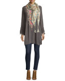 Emmy Printed Silk Georgette Scarf, Multi 