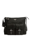 Vela Double-Pocket Messenger Bag, Black (Nero)