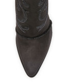 Florish Velvet-Inset Bootie, Black