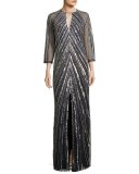 Embellished Keyhole Caftan, Black