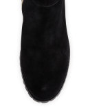 Sabrina Chain-Trim Suede Knee Boot, Black