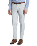 Gregory Flat-Front Cotton Trousers, Light Gray