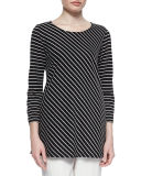 Bias-Striped Knit Tunic