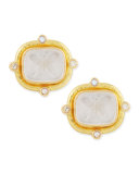 Butterfly Intaglio Clip/Post Earrings, Crystal
