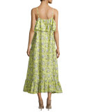 Floral-Print Tiered Maxi Slip Dress, Yellow Pattern