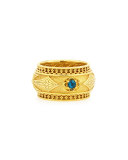 Flamenco 18k Band Ring with Blue Topaz, Size 7