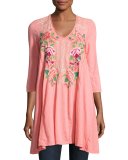 Dorana 3/4-Sleeve Embroidered Tunic