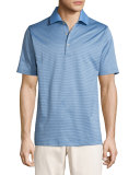 Ophelia Jacquard Cotton Lisle Polo Shirt, Blue