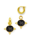 19k Gold Grifo Venetian Glass Earring Pendants, Black