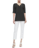 Cotton Pique Lace-Up Tunic, Plus Size